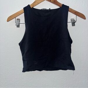 Stradivarius Black Crop Top Sleek Essential